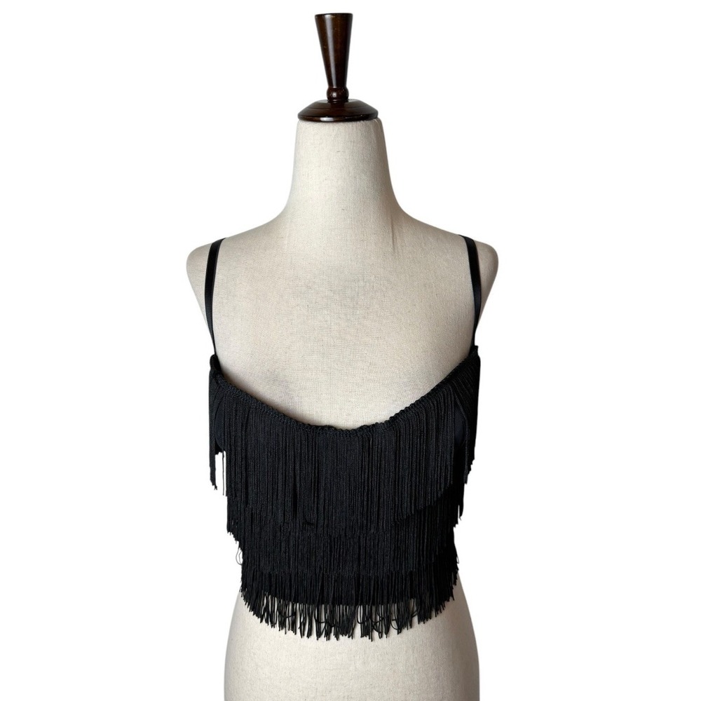 Victoria's Secret Sexy Little Things Fringe Corset Bustier Bra 34C Black Y2K